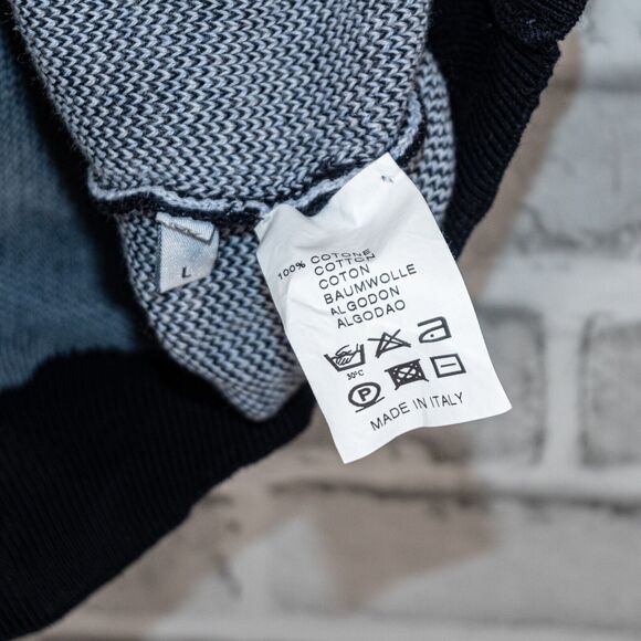 MELINDA GLOSS Paris Men's Vneck Pullover Sweater in blue knitt size Large - Picture 4 of 7